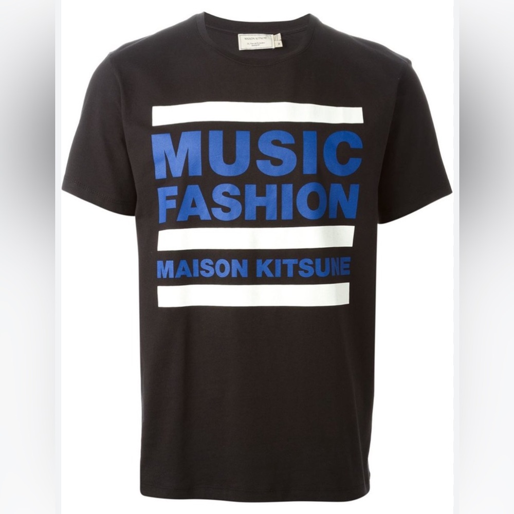 MAISON KITSUNE black music fashion logo tee, size large(see measurements!)